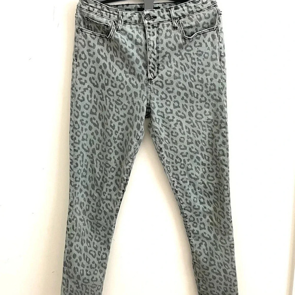Joe's Jeans High-Rise Ankle Skinny Raw Hem Grey Leopard Denim Size 31 - Picture 2 of 6